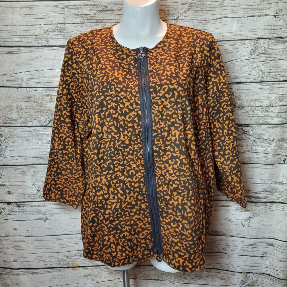 Linea Leisure by Louis Dell'Olio Composition Print Jacket Tobacco/Black Size 2X